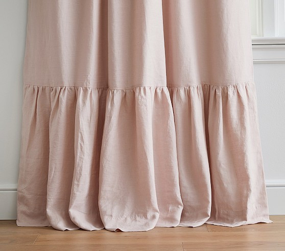 Belgian Linen Ruffle Blackout Curtain | Pottery Barn Kids
