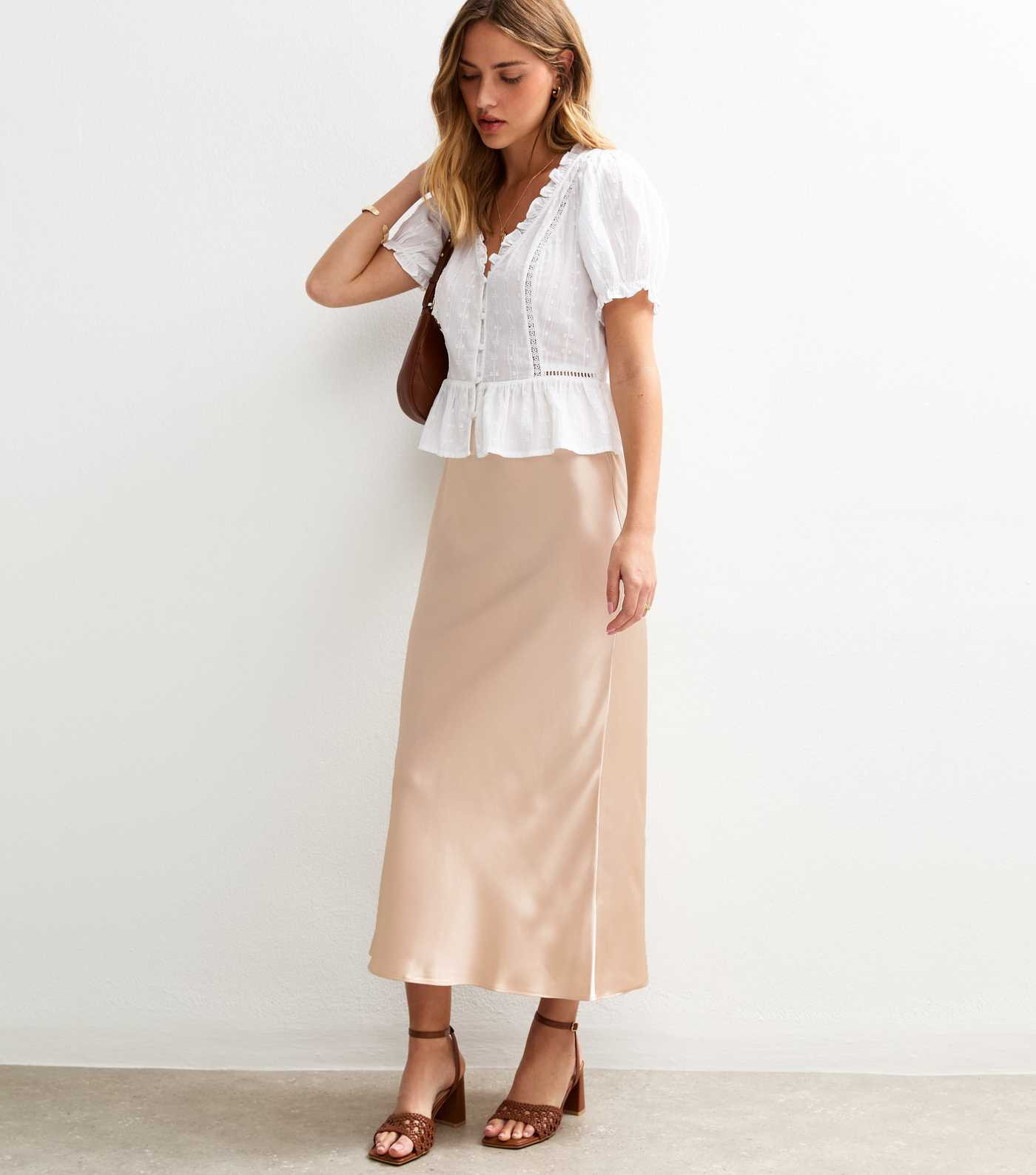 Mink Textured Satin Midi Slip Skirt | New Look | New Look (UK)