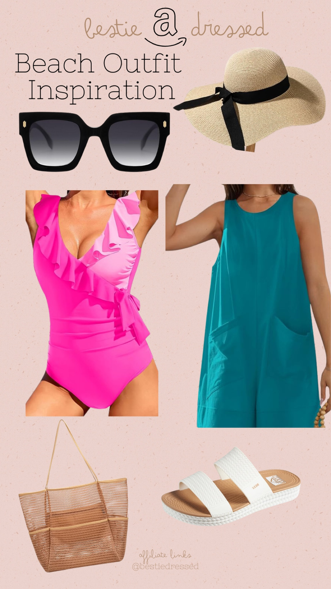 Beach wear
Cover up romper
Bathing suit
Sunglasses
Sunnies
Beach hat
Summer sandal


#LTKSwim #LTKSummerSales