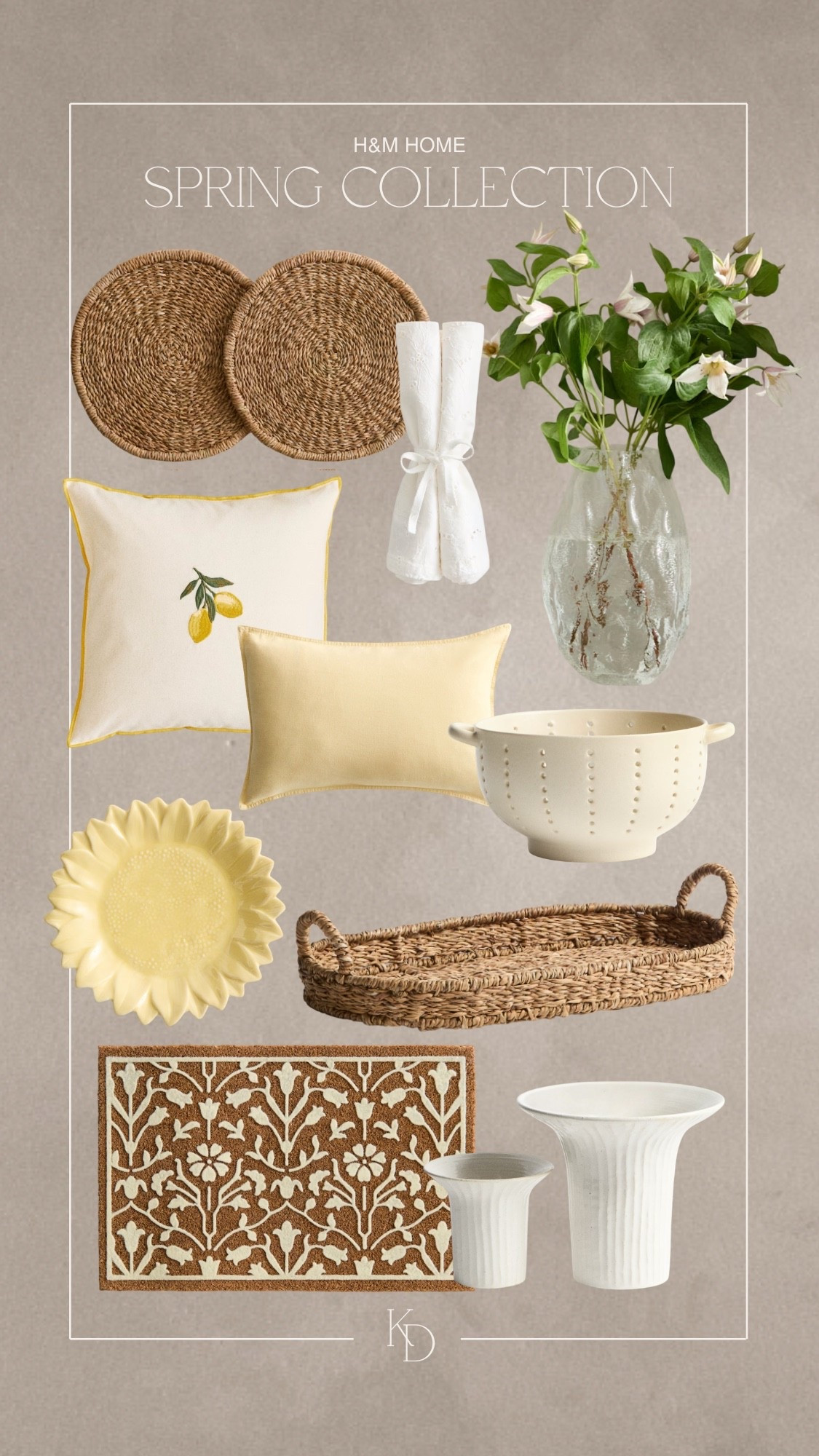 H&M Home: Spring Collection 〰️ on sale now!!! 

Can’t wait for warmer weather and patio season! These adorable home finds are calling for an outdoor dinner party gathering 🍋🤍

#springdecor #kitchenfinds #springtablescape #vase #tableware #diningdecor #rattantray #springpillow #doormat #kitchenfinds 

#LTKSaleAlert #LTKHome #LTKSeasonal