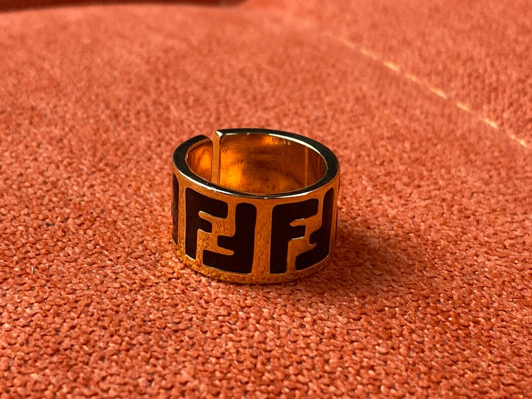 Vintage 80's Fendi Gold Plated FF Ring - Etsy | Etsy (US)