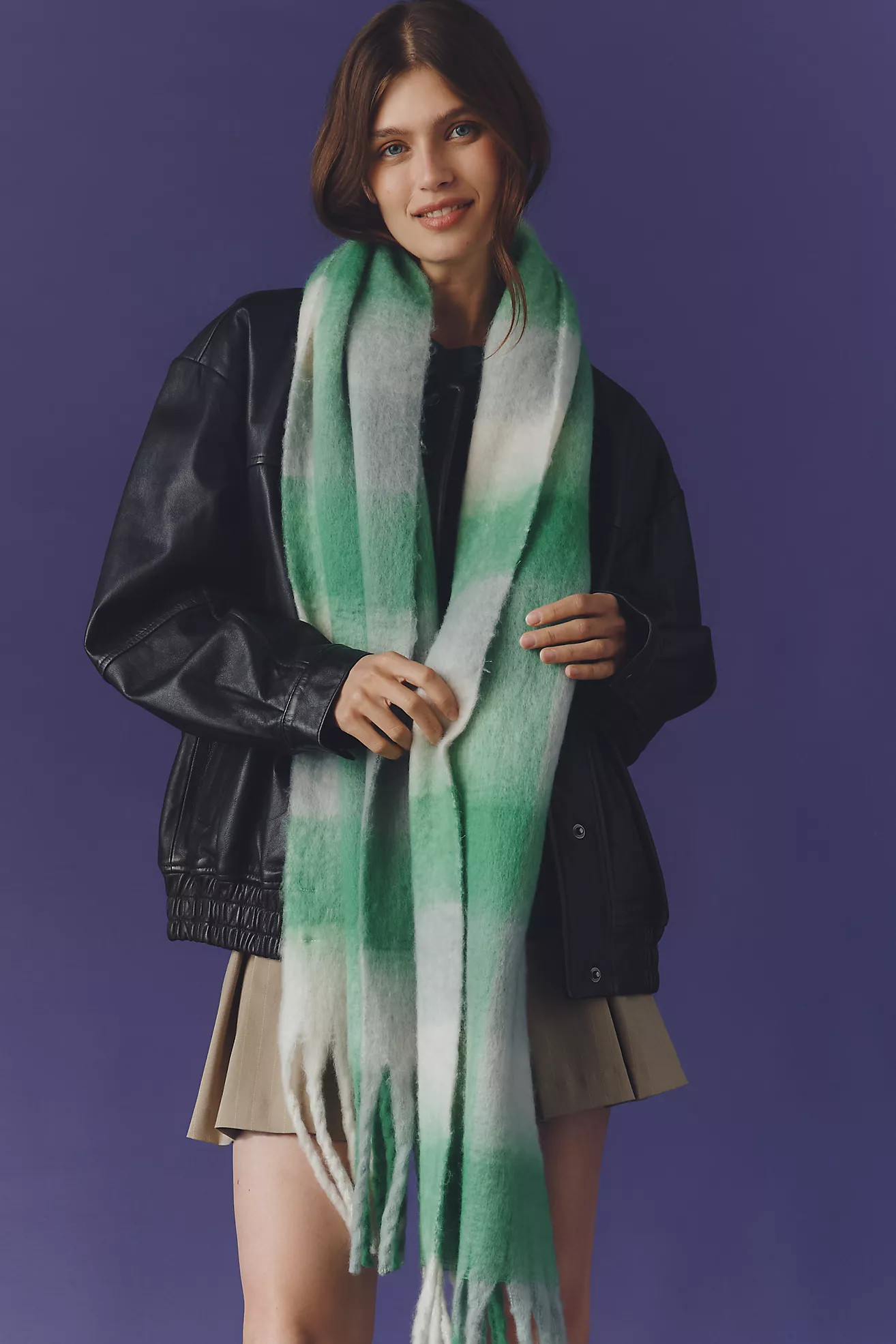 Maeve Plaid Fringe Scarf | Anthropologie (US)