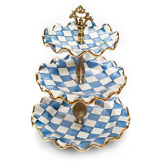 Royal Check Ceramic Three Tier Sweet Stand | MacKenzie-Childs