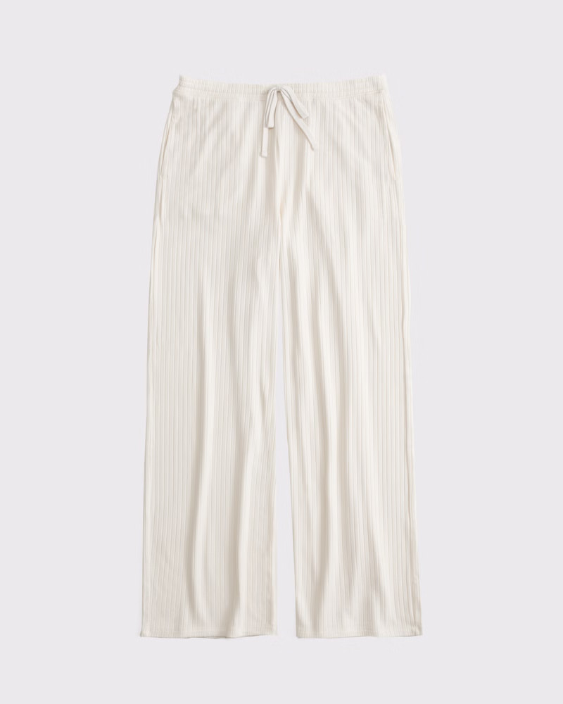 Lounge Rib Mid Rise Wide Leg Sweatpant | Abercrombie & Fitch (US)