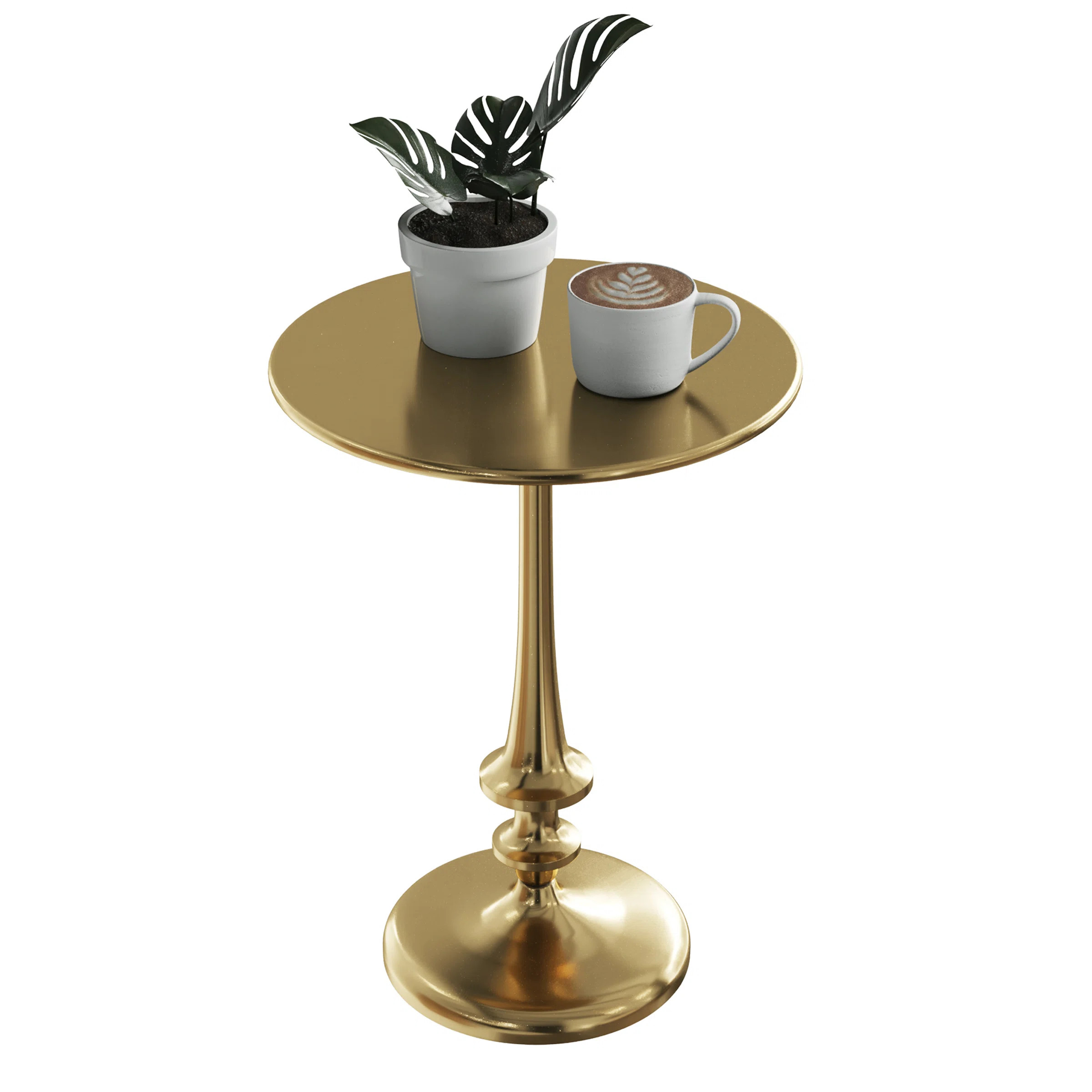 Ghorgie Side Table - Iron Pedestal Table with Antiqued Brass Finish for Couch, Loveseat, Entryway... | Wayfair North America