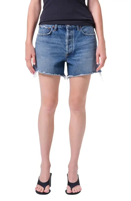 AGOLDE Nye Denim Cutoff Shorts in Bounty Med Classic Wash Indigo at Nordstrom, Size 29 | Nordstrom