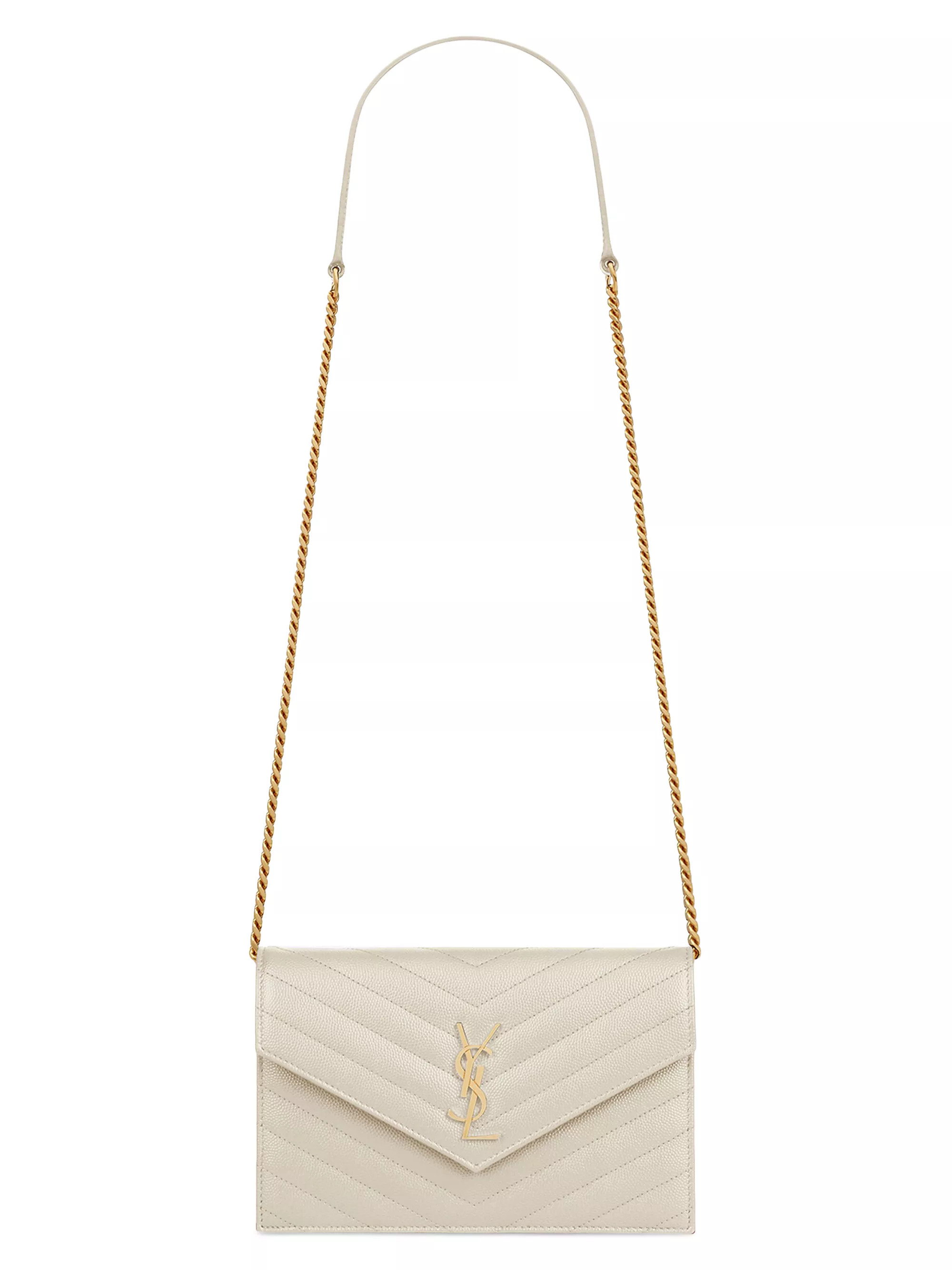 Cassandre Envelope Chain Wallet in Grain De Poudre Leather | Saks Fifth Avenue