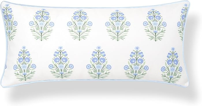 Hofdeco Premium Coastal Grandmillennial Patio Indoor Outdoor Lumbar Pillow Cover Only, 12"x26" Wa... | Amazon (US)