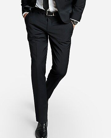 extra slim black performance stretch wool-blend suit pant | Express