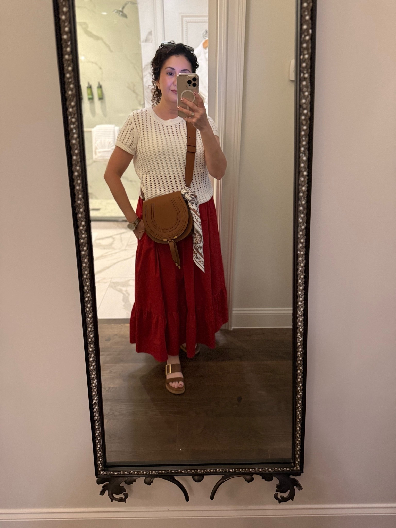 What I wore to the Lowe’s Creator HQ workshop. Wearing this red Abercrombie convertible dress as a skirt with this eyelet sweater from The Loft. Dress is available in regular and petite lengths.

#LTKootd #LTKOver40 #LTKPetite