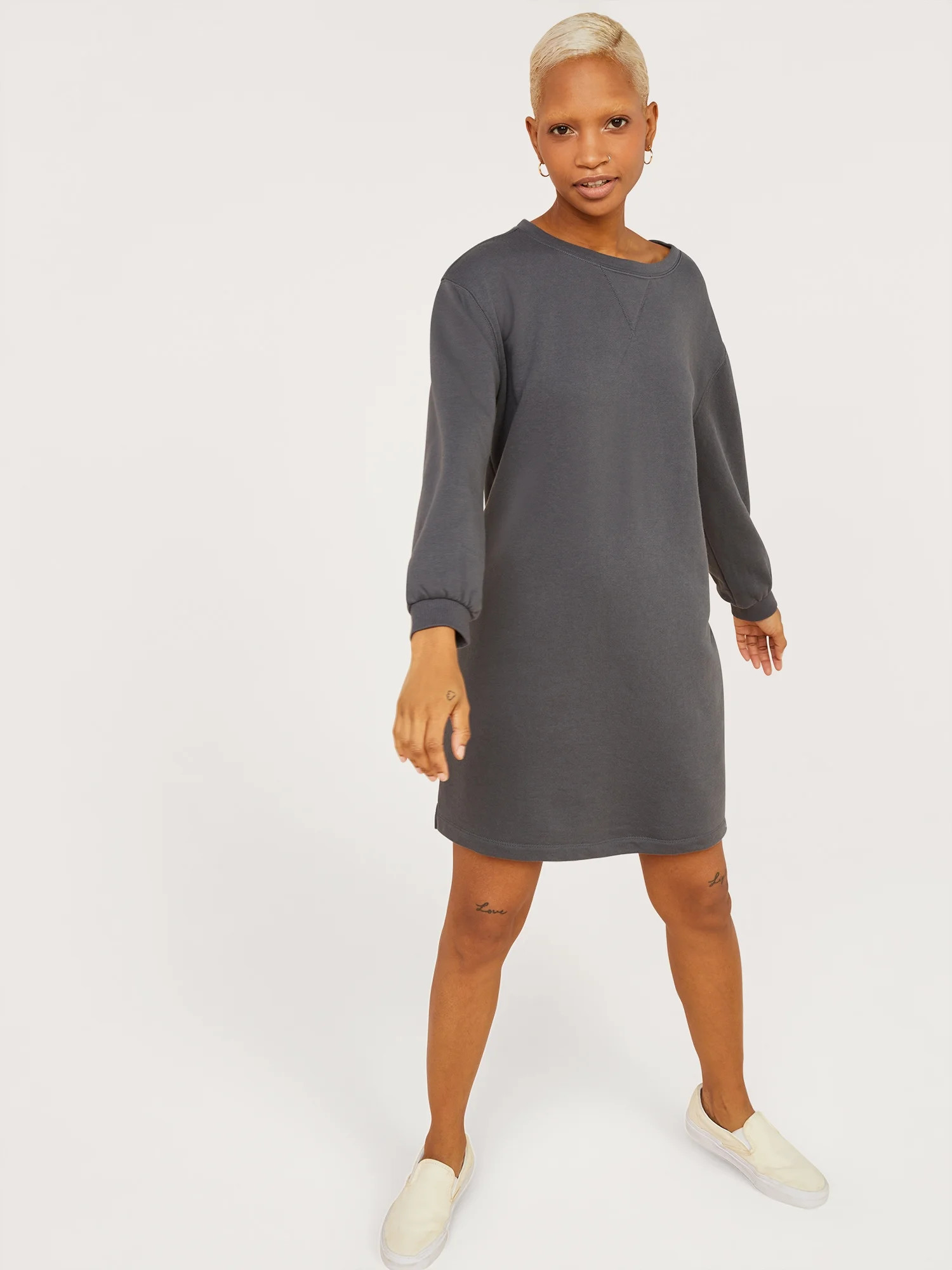 Free Assembly Women's Sweatshirt Dress | Walmart (US)