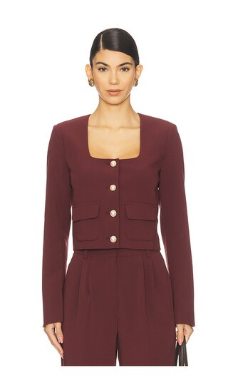 Favorite Daughter Laura Crop Jacket in Burgundy. - size S | Revolve Clothing (Global)