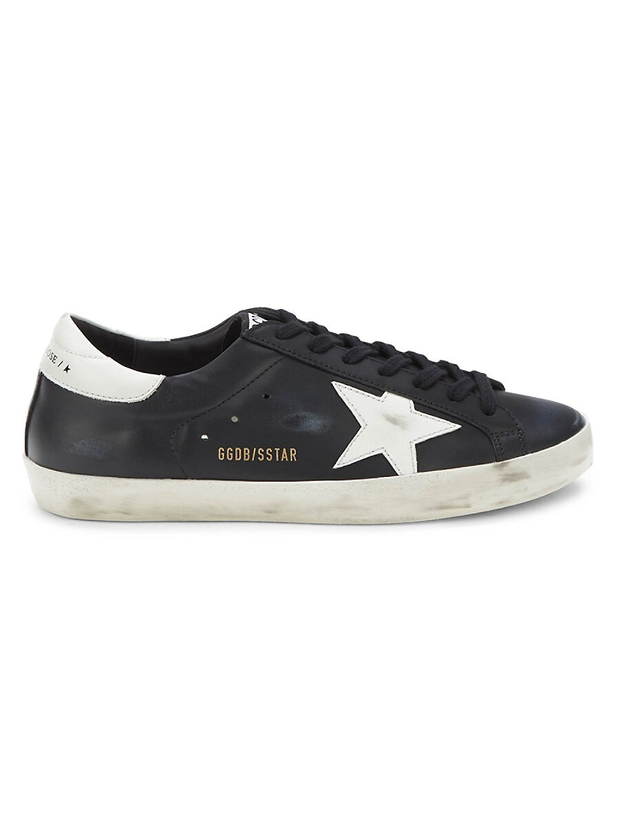 Golden Goose Men's Super Star Leather Sneakers - Black White - Size 40 (7) | Saks Fifth Avenue OFF 5TH