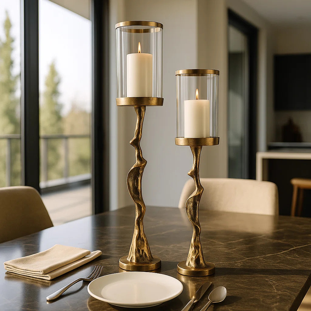 Modern Tall Sculptural Pillar Candle Holder for Decorative Tabletop Accent - Stylish Branch Inspi... | Wayfair North America