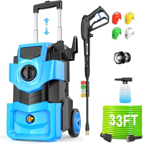 Gurtema Electric Pressure Washer 5000 PSI Adjustable Pressure, Power Washer Electric Powered with 33ft Hose, 4 Nozzles and 500ml Foam Cannon, Powerwashers for Home, Light Blue | Amazon (US)