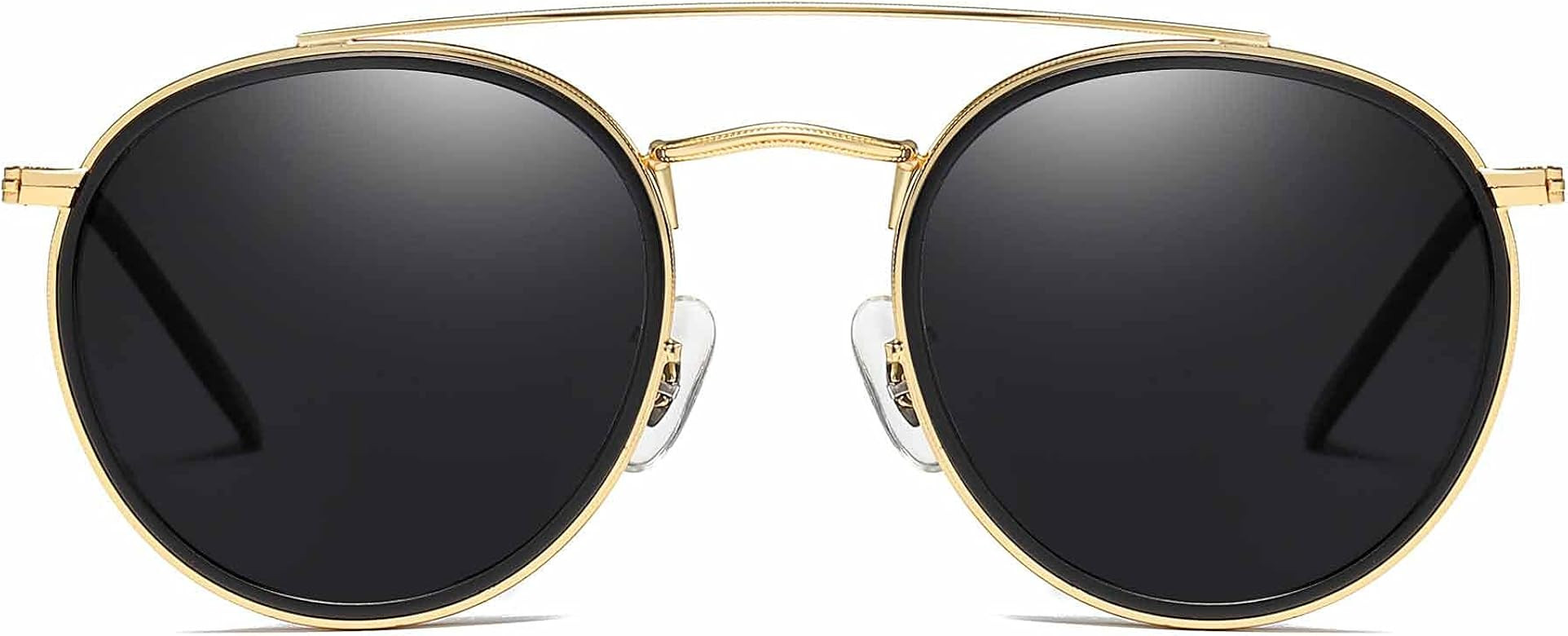 JIM HALO Small Polarized Round Sunglasses for Women Vintage Double Bridge Frame | Amazon (US)