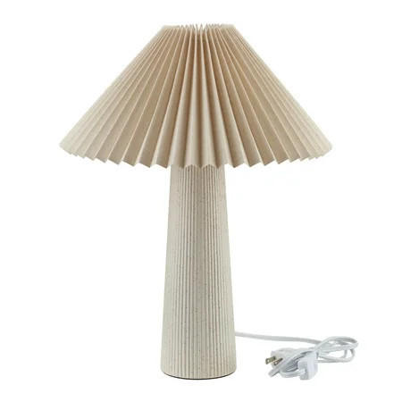 Home Decor Collection 18"in Ribbed Ceramic Table Lamp with Ivory Pleated Shade | Walmart (US)