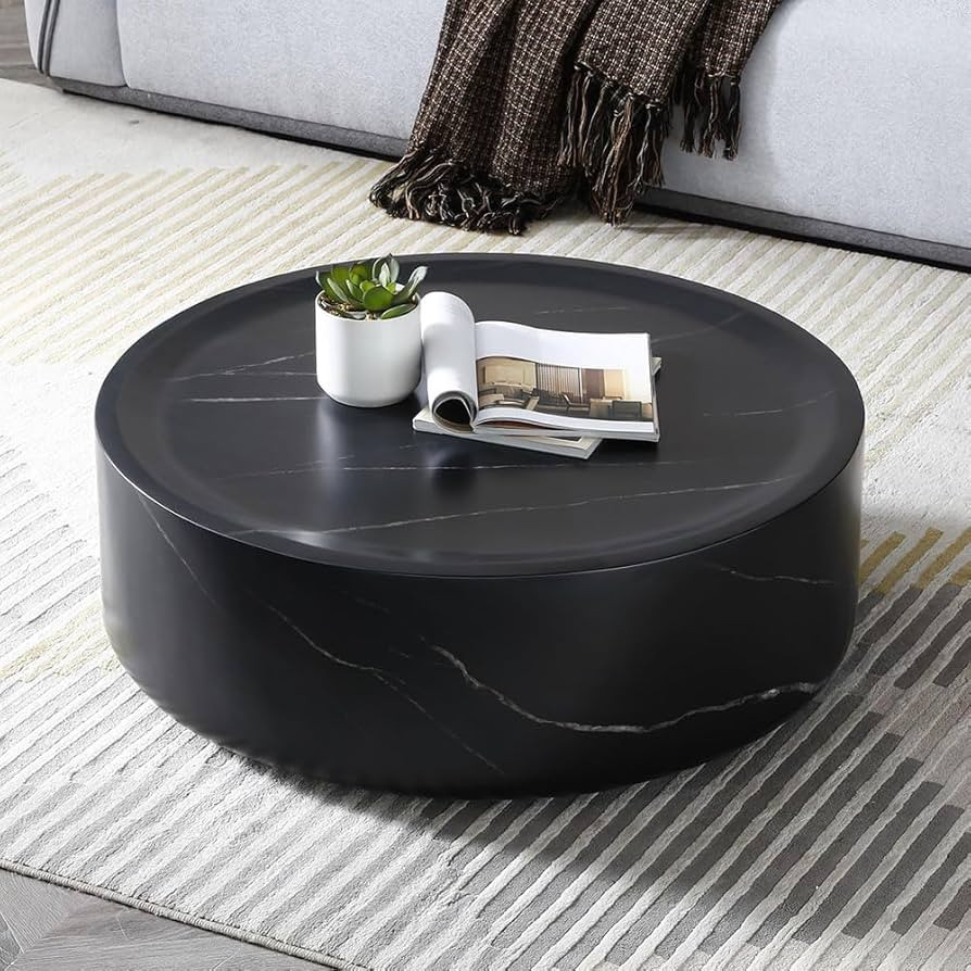 Round Coffee Table for Living Room Circle Coffee Table Modern Drum Center Table for Apartment, No... | Amazon (US)