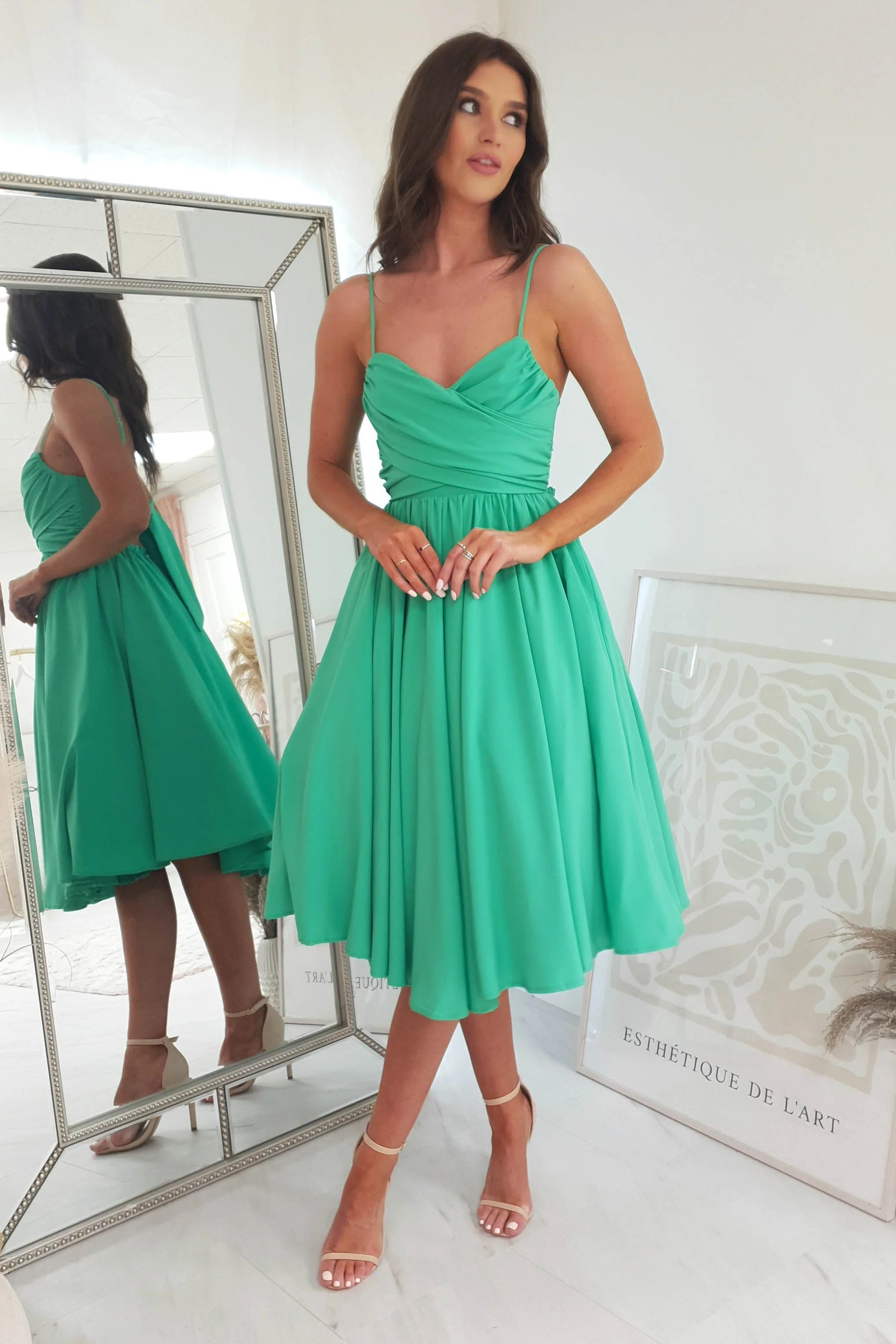 Erinna Skater Midi Dress | Green | Oh Hello Clothing