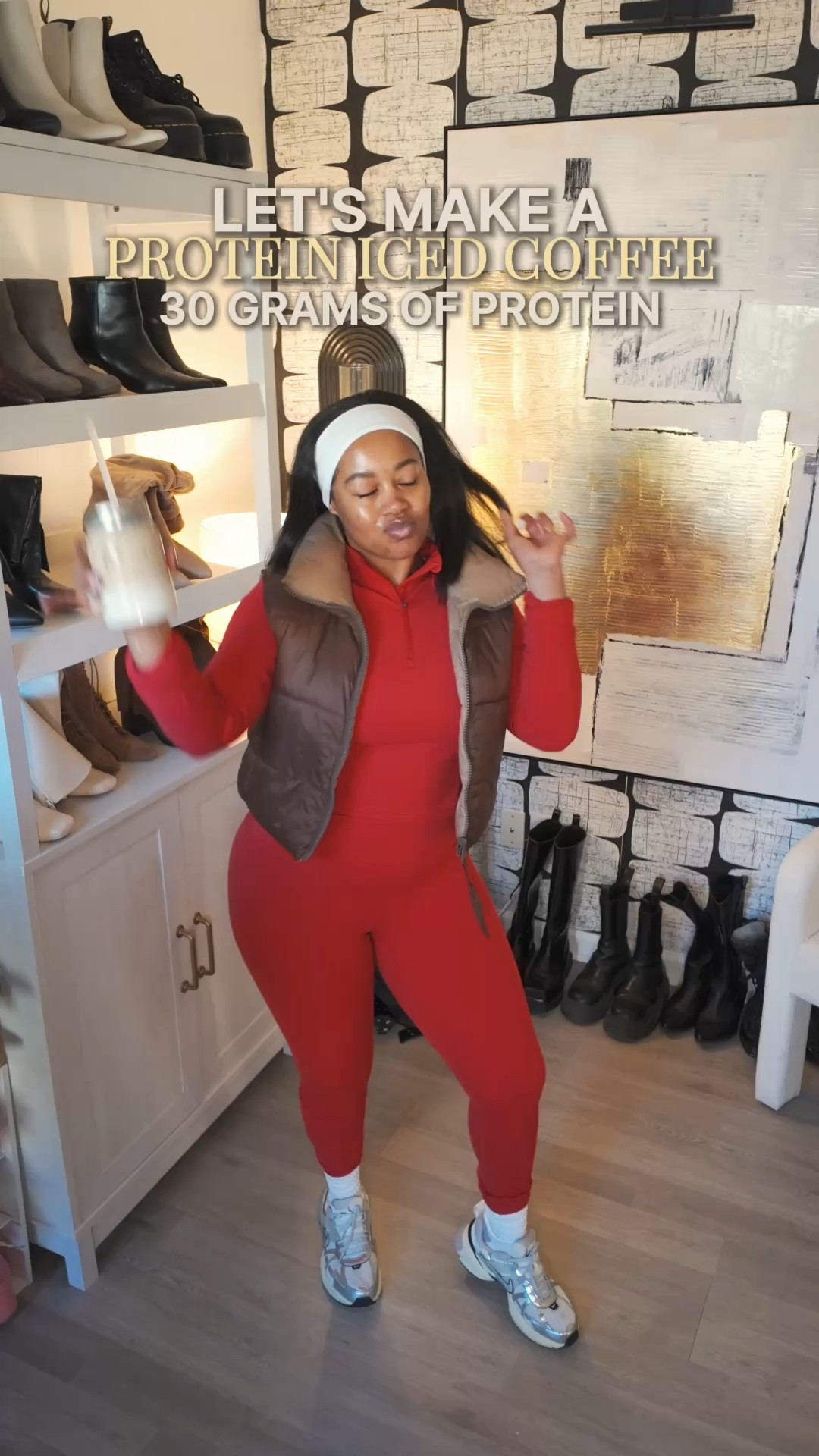 Trying to hit my protein goals my coffee has 30 g of protein! I also made sure to share my outfit details

#LTKMidsize #LTKmorningroutine #LTKfitnessgoals