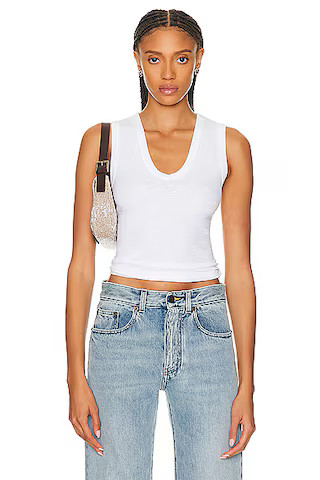 Textured Rib Sleeveless U Tank Top | FWRD 