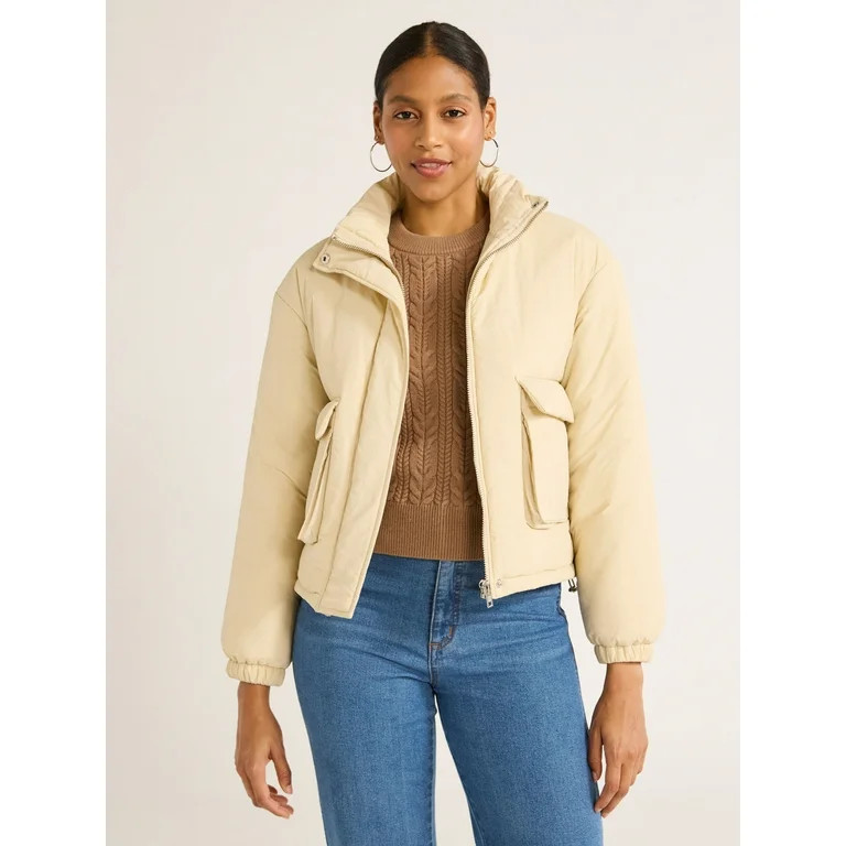 Scoop Women's Cargo Puffer Jacket, Midweight, Sizes XS-XXL - Walmart.com | Walmart (US)