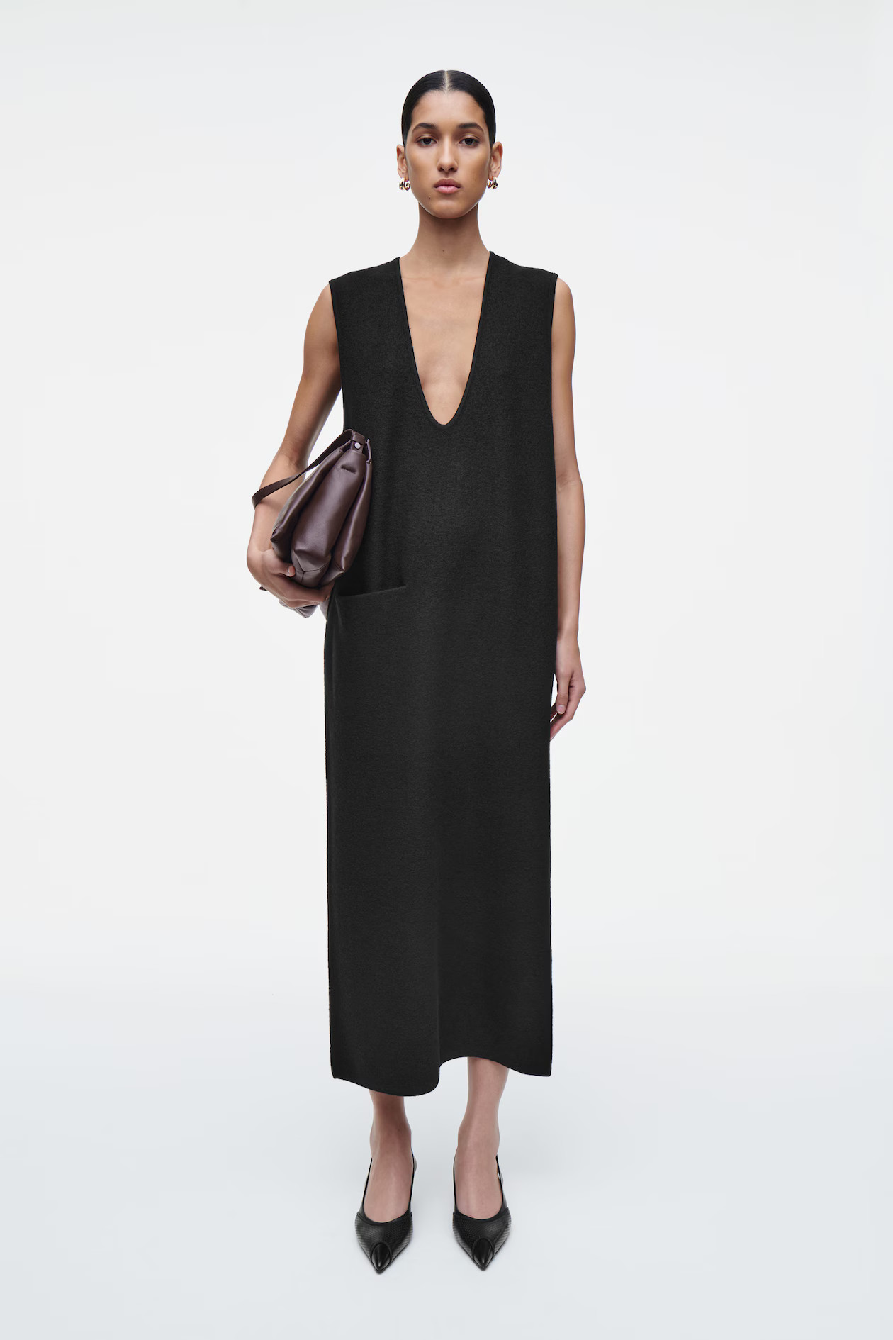 BOILED-WOOL MIDI DRESS - BLACK | COS (EU)