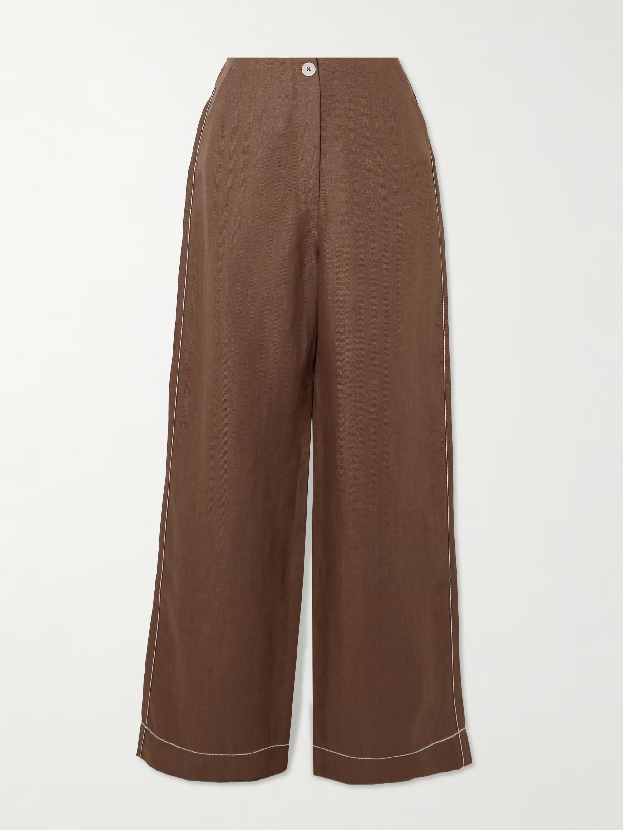 Varenna herringbone organic linen straight-leg pants | NET-A-PORTER (US)