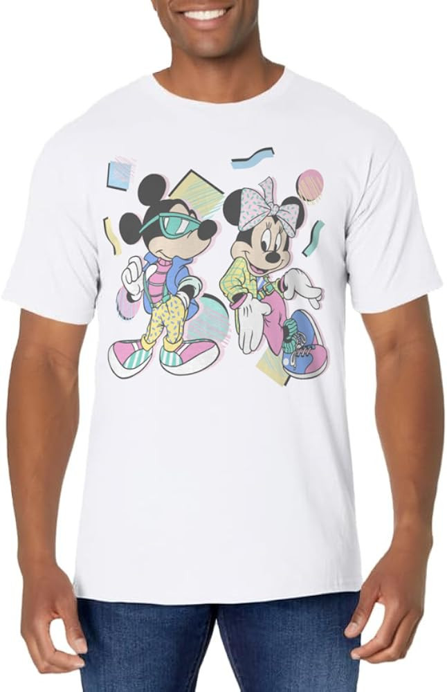 Disney Mickey And Friends Mickey & Minnie Retro 80's Style T-Shirt | Amazon (US)