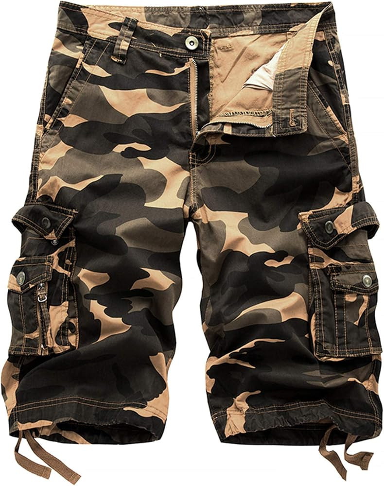 Men's Camo Cargo Shorts Relaxed Fit Multi-Pocket Outdoor Camouflage Cargo Shorts Cotton | Amazon (US)