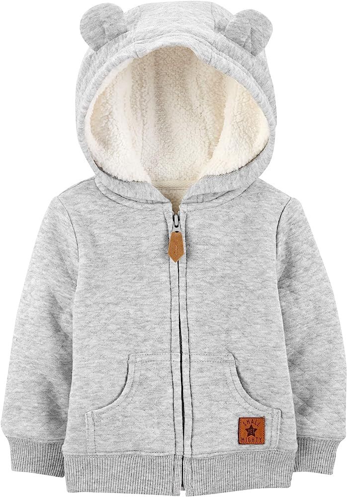 Simple Joys by Carter's Unisex Babies' Hooded Sweater Jacket with Sherpa Lining, Grey, 6-9 Months | Amazon (US)