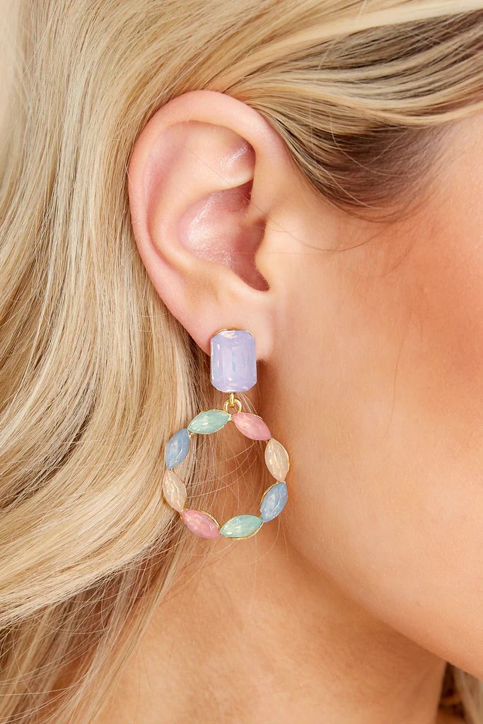 Cindy Pastel Lavender Crystal Stud Earrings | Red Dress 