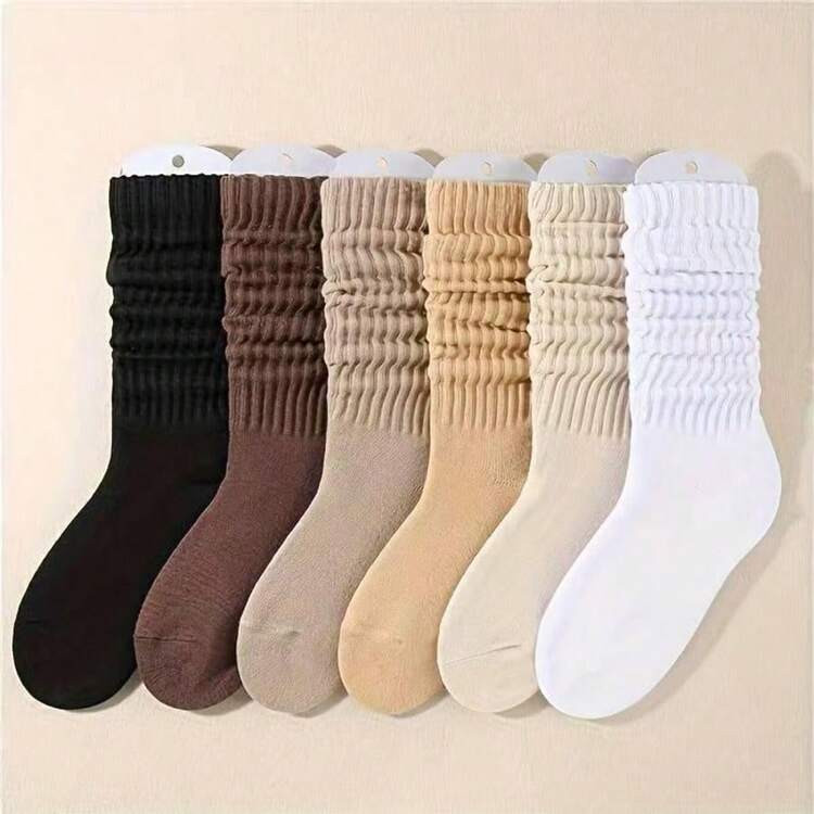 6 Pair Women Slouch Crew Socks | SHEIN