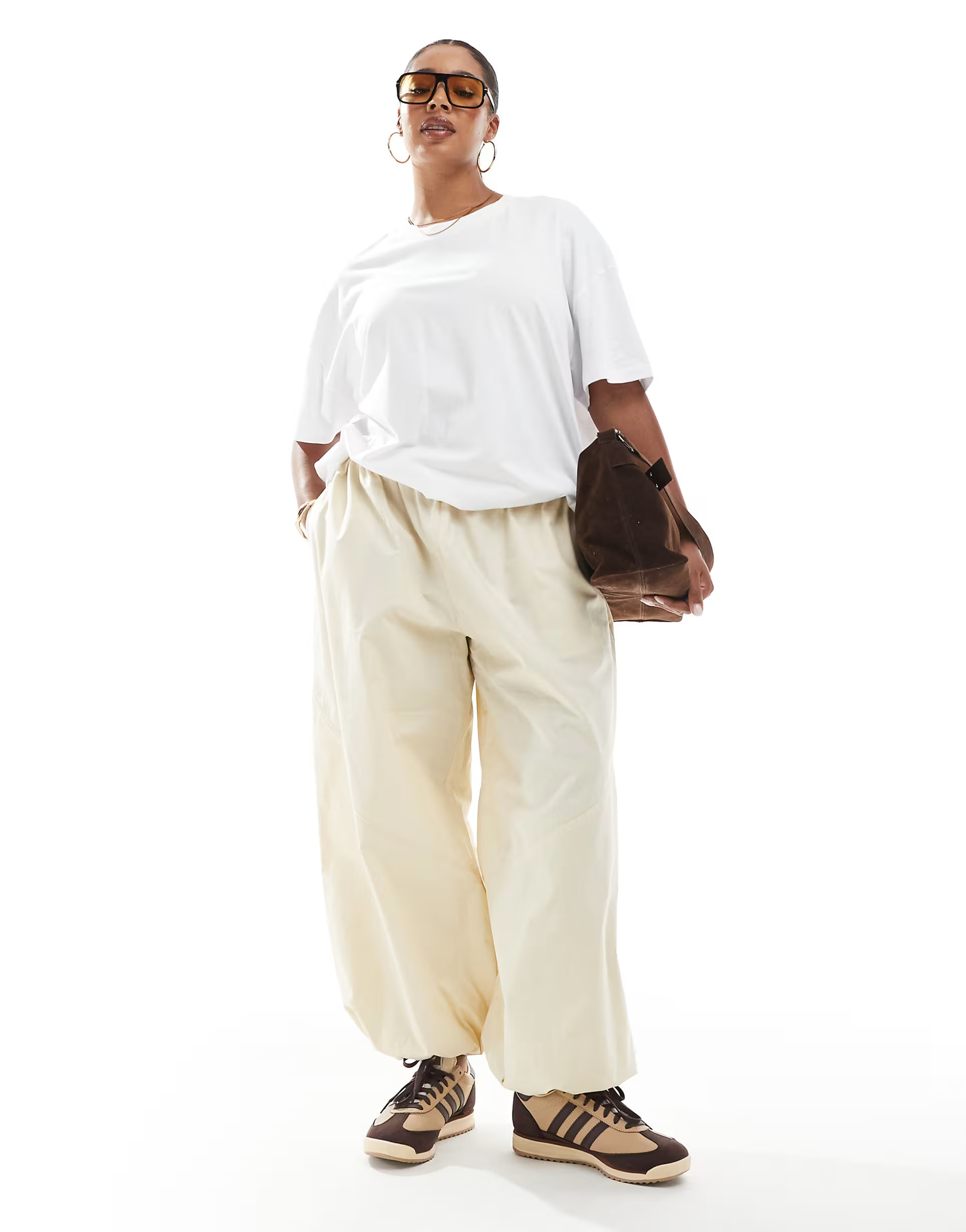 ASOS DESIGN Curve laundered poplin pull on pants with utility panels in buttermilk | ASOS | ASOS (Global)