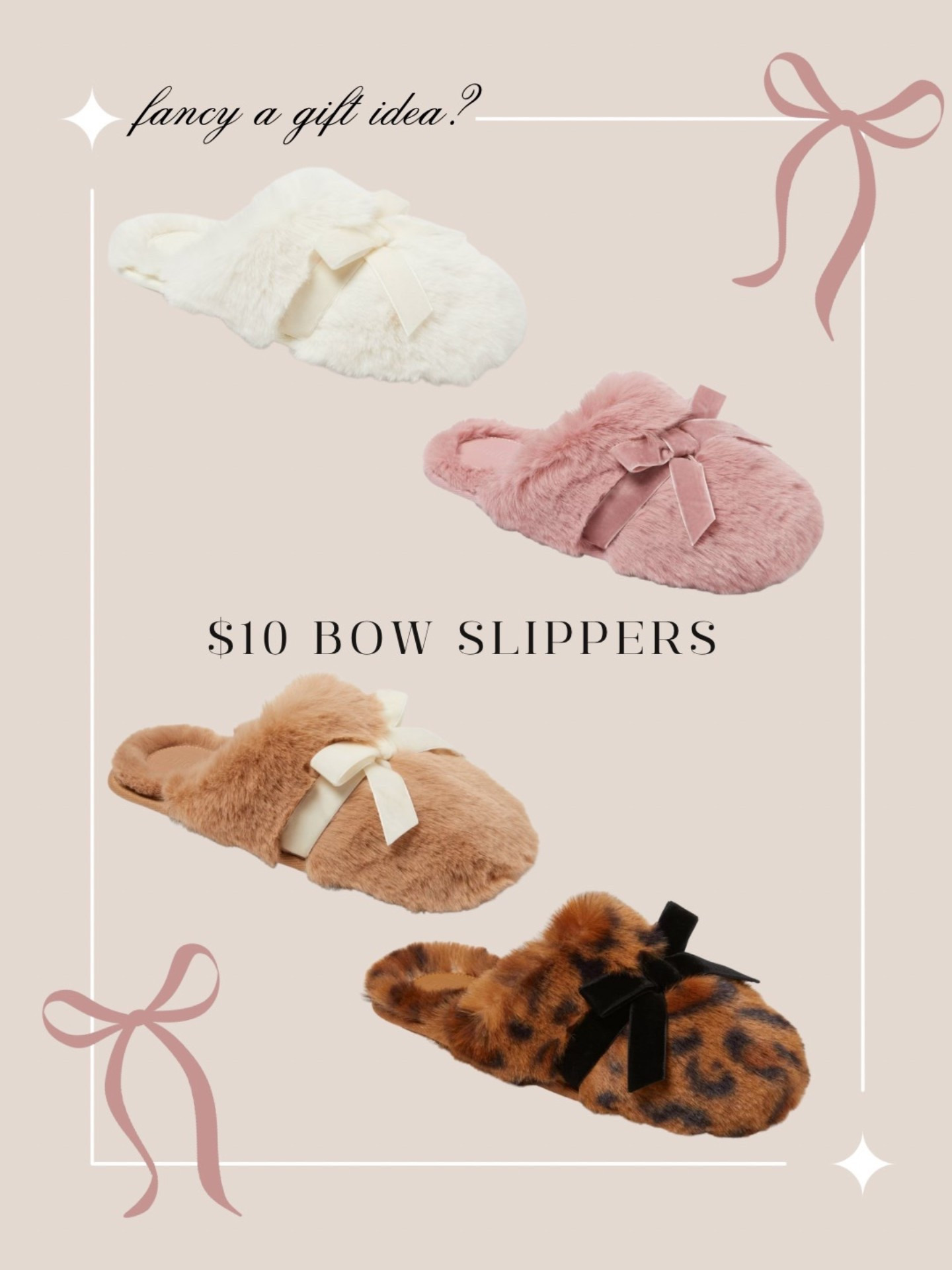 $10 bow slippers on sale for $8 right now!! So cute!

Gift idea, for her, cozy gifts, homebody, hostess, loungewear, gift guide, target, sale, shoes, fancythingsblog 

#LTKGiftGuide #LTKFindsUnder50 #LTKSaleAlert