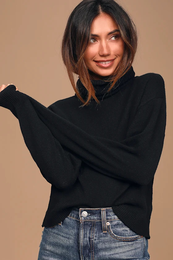 Amazing Memories Black Cowl Neck Sweater | Lulus (US)