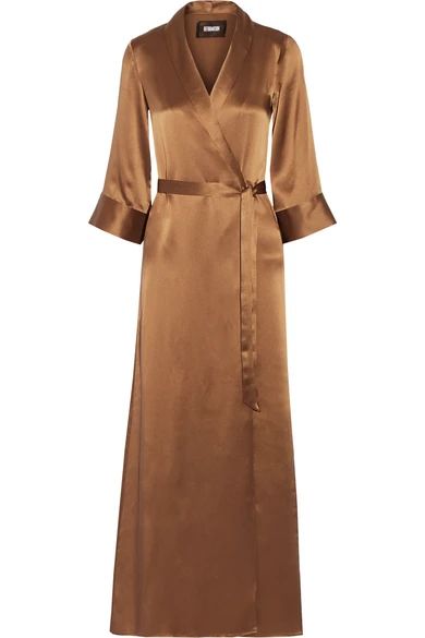 Reformation - Silk Wrap Maxi Dress - Bronze | NET-A-PORTER (US)