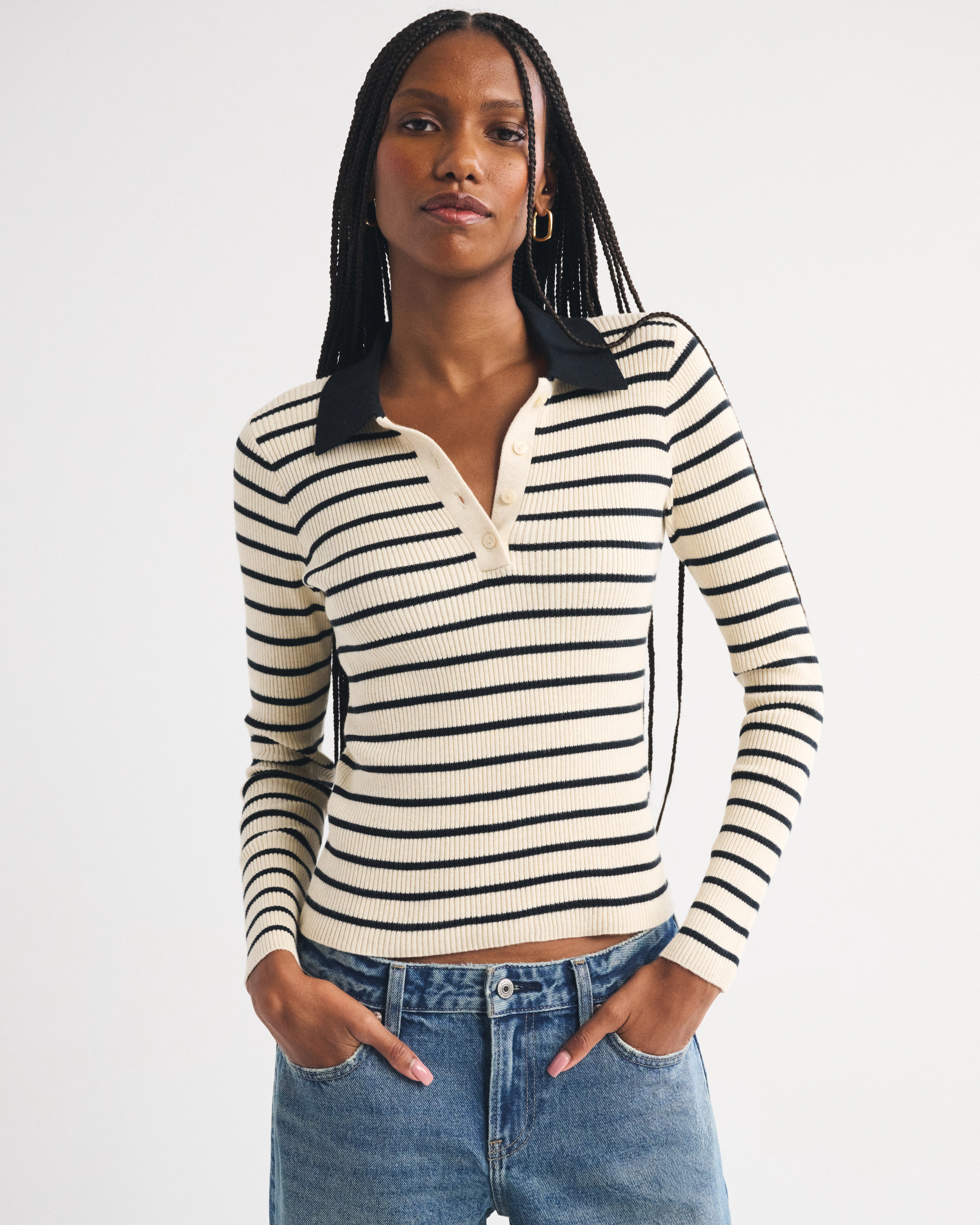 Cotton-Cashmere Sweater Polo | Abercrombie & Fitch (US)