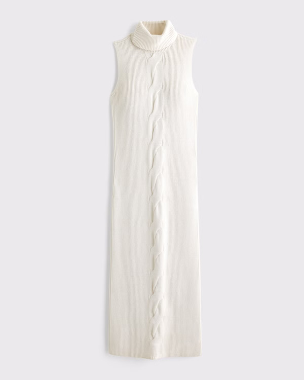 Turtleneck Cable Midi Sweaterdress | Abercrombie & Fitch (US)