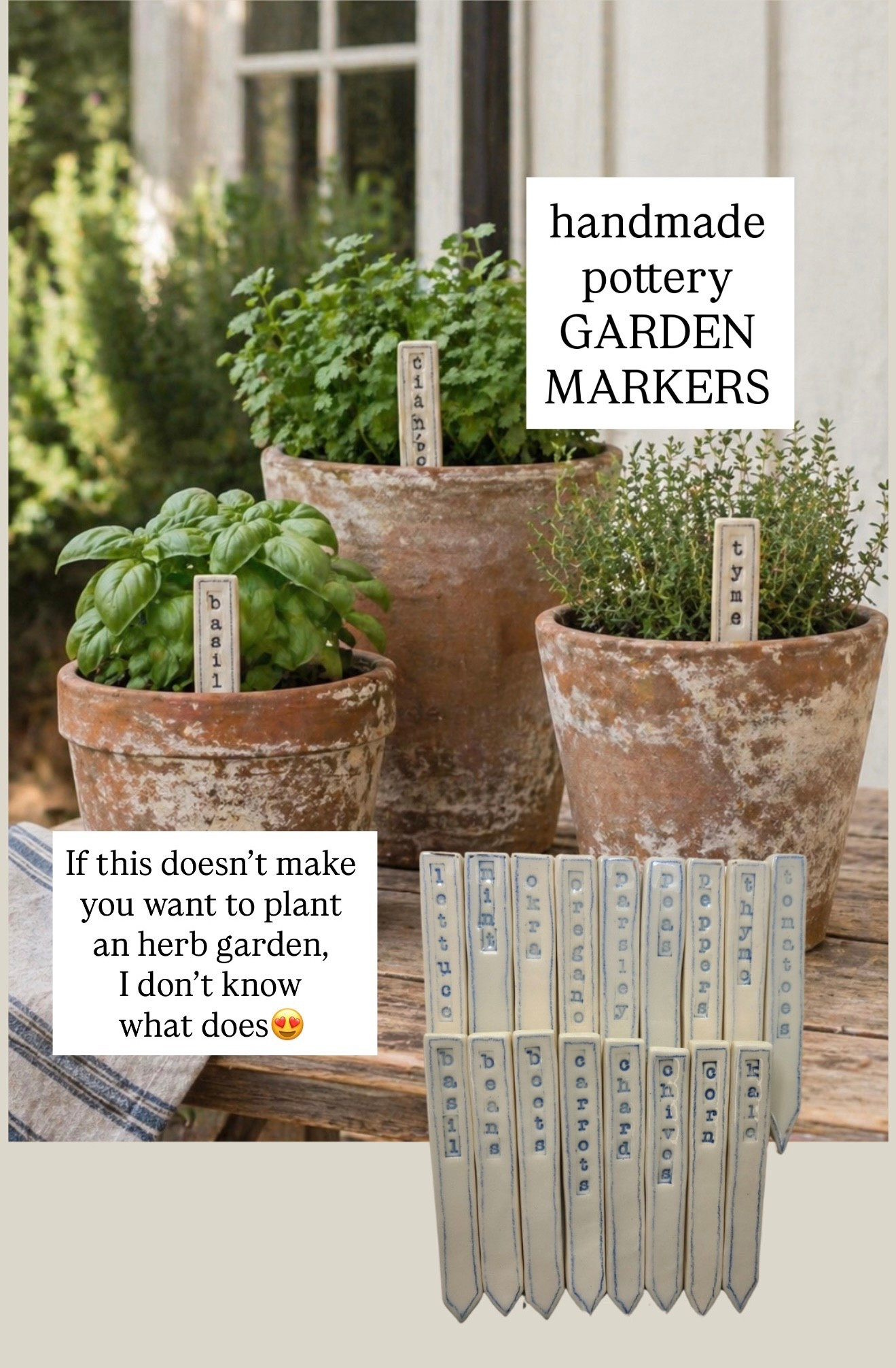 Oh my gosh, these handmade pottery garden markers are absolutely adorable. It totally makes me want to plant an herb garden. 

#LTKHome #LTKSaleAlert