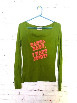 Juicy Couture Tee Y2K  Green Graphic Long Sleeve  SANTA BABY, I WANT JUICY M | eBay US