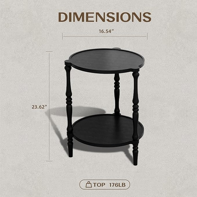 Accent Wood End Table, 2-Tier Round Bedside Table, Natural Side Table Nightstand for Family, Bedr... | Amazon (US)