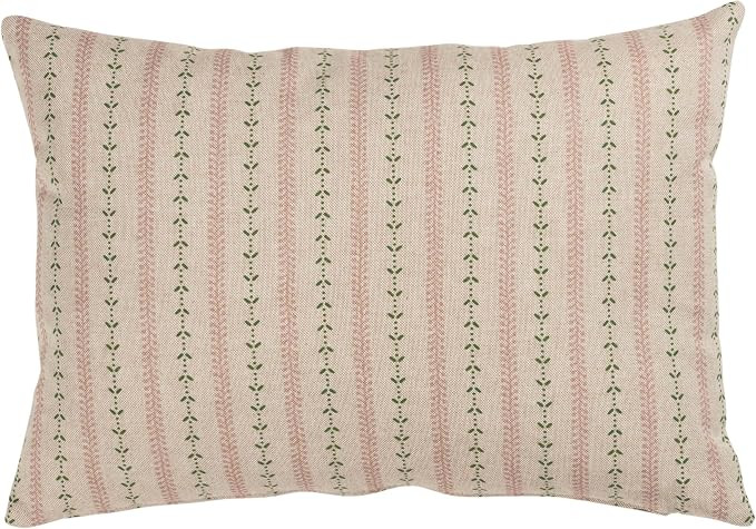 Linen Loft Cotswold Countryside Stripe Boudoir Cushion Cover. Cottagecore Rose Pink and Sage Gree... | Amazon (UK)