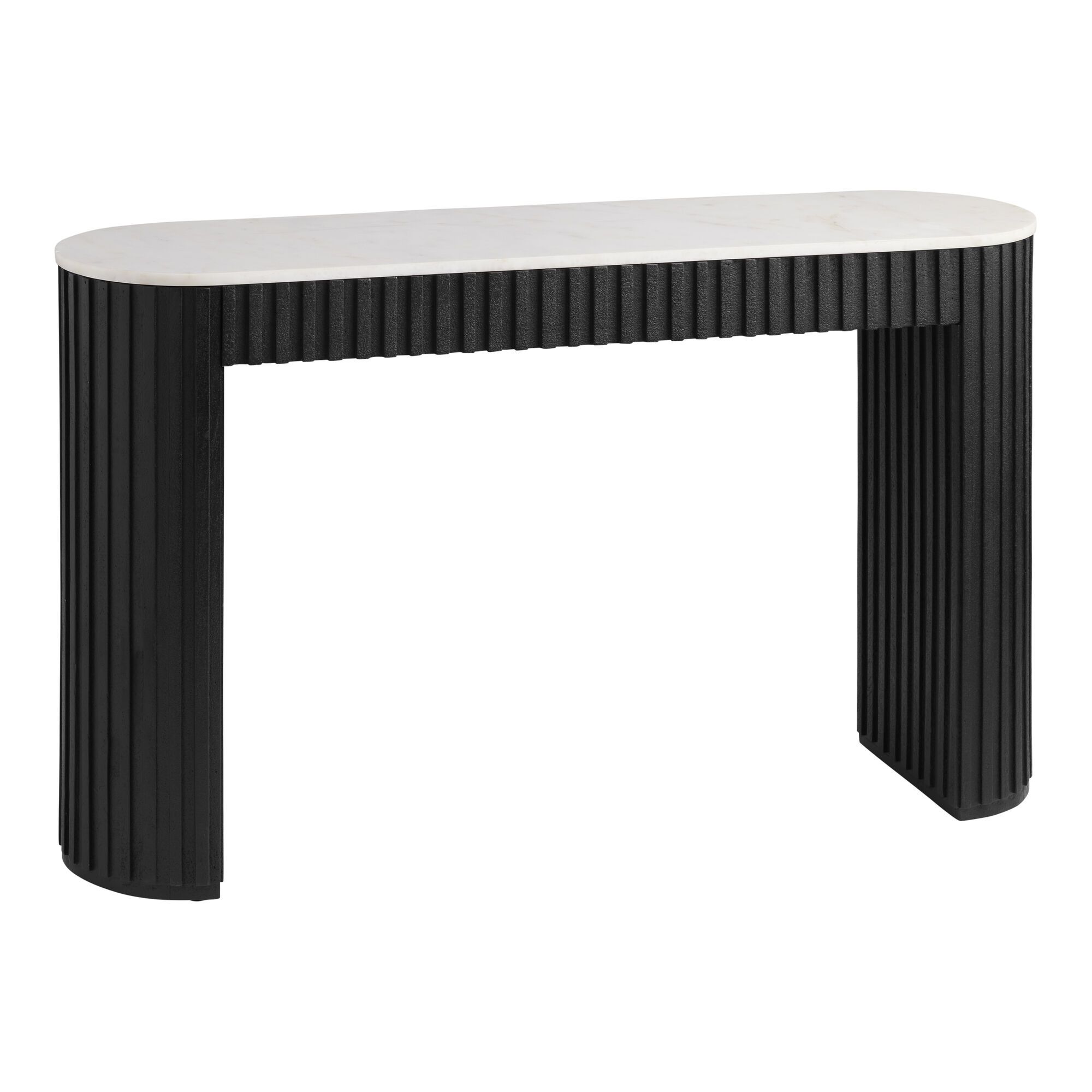 Corey Onyx Wood Marble Top Fluted Console Table | World Market