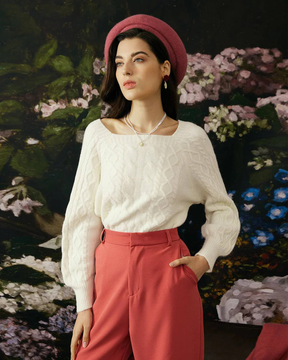 The Romance Cable Knit Crew Sweater | rihoas.com