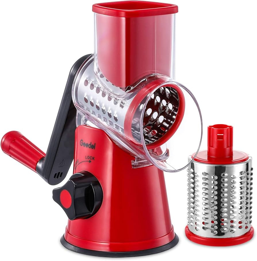 Geedel Rotary Cheese Grater, Kitchen Mandoline Vegetable Slicer with 2 Interchangeable Blades, Ea... | Amazon (US)