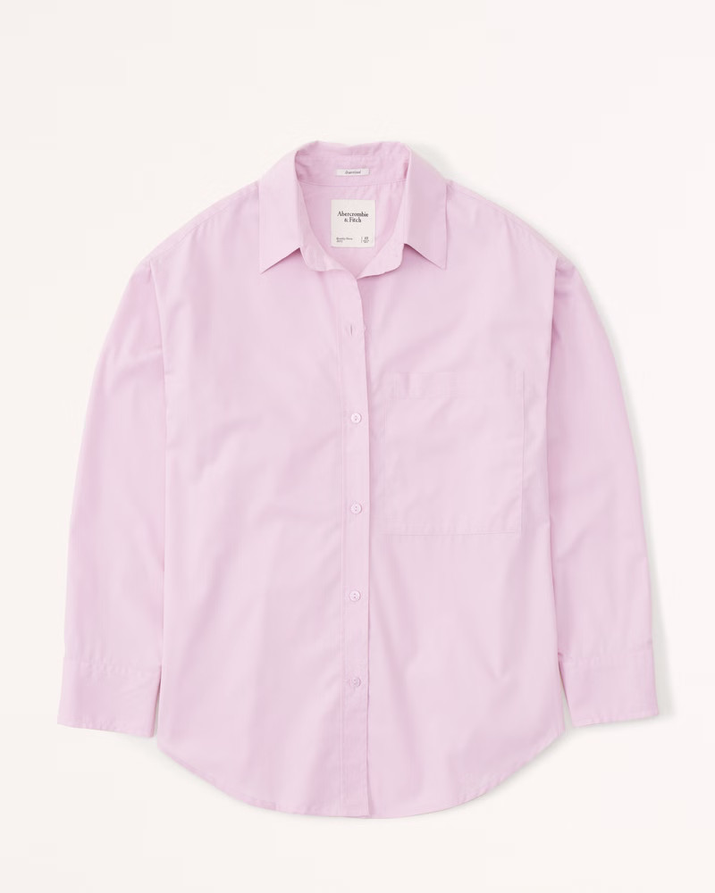 Oversized Poplin Button-Up Shirt | Abercrombie & Fitch (US)