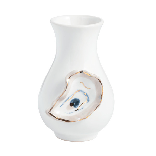 Mud Pie Large Oyster Shell Bud Vase in White | Stoneware | Mud Pie