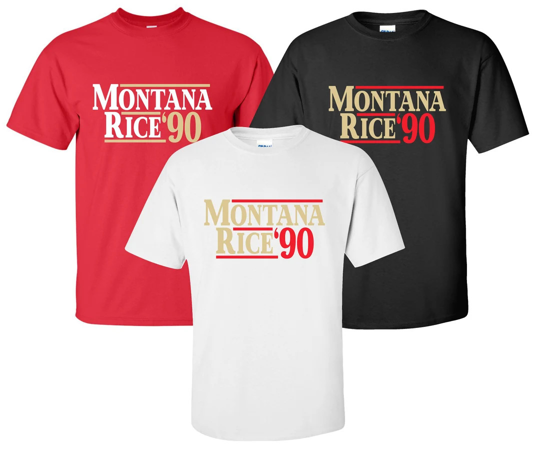 New montana Rice '90 T-shirt Available in Sizes S-4XL Available in 3 Colors 6.0 Oz, 100% Cotton -... | Etsy (US)