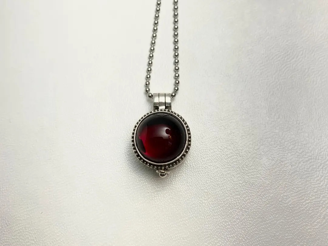 STERLING SILVER Vintage Style Box Locket with Vintage Czech Glass cabochon on 24" necklace. For p... | Etsy (US)